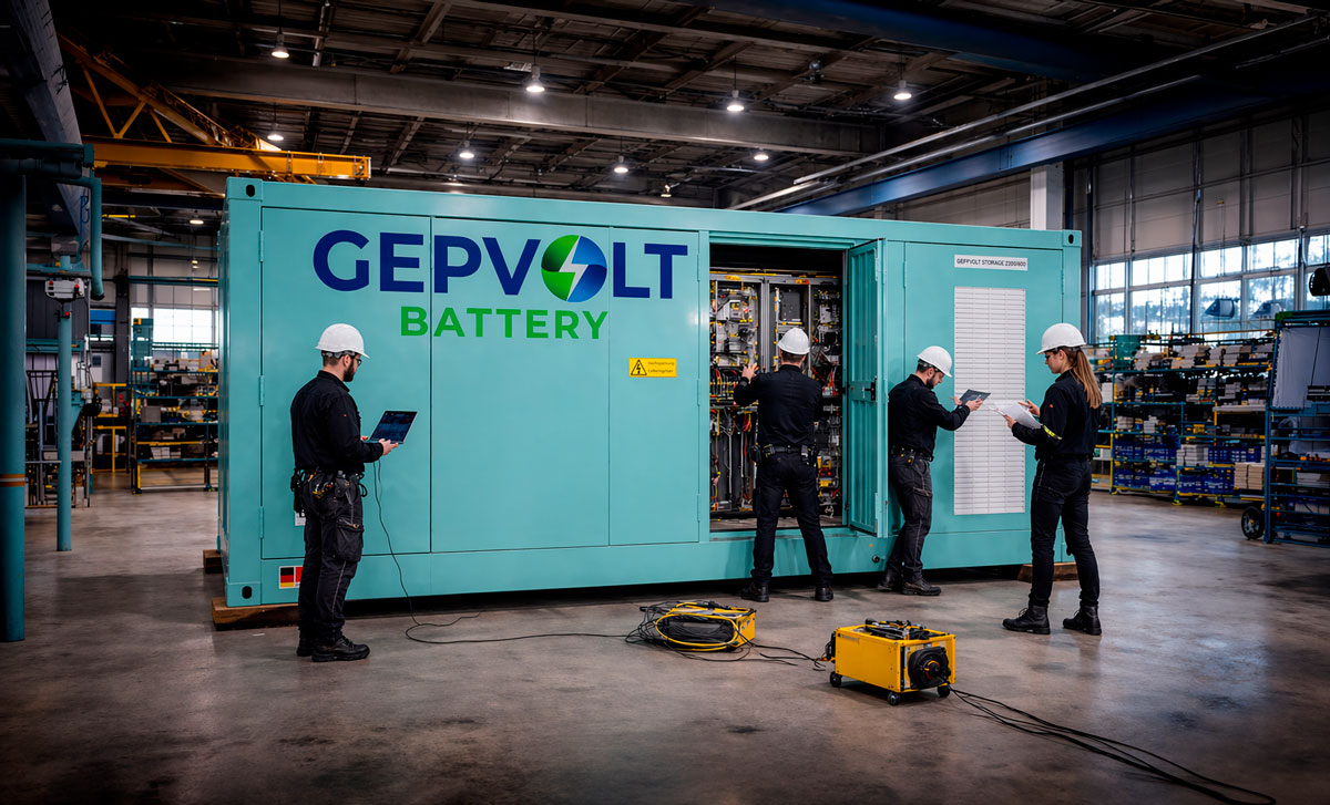 GEPVOLT Batteriespeicher-Container in der Fertigung